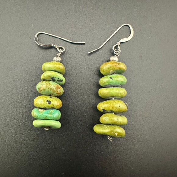 Cowgirl Western Turquoise Bead Sterling Silver Earrings - Picture 3 of 5